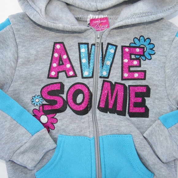 Baby Girl 2 piece Sweat Suit Hoodie and Pants - Picture 3 of 8